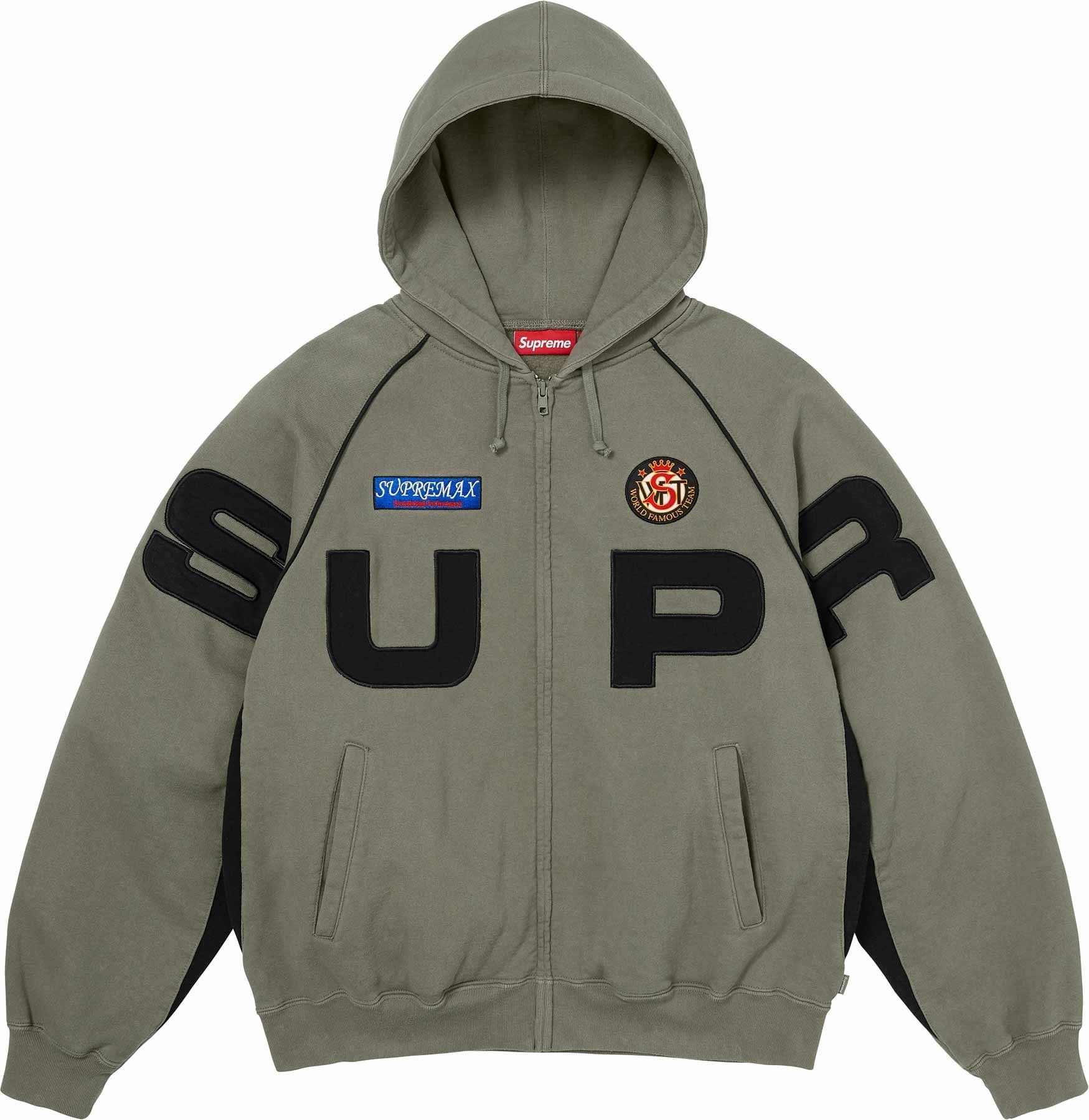 Spellout Appliqué Zip Up Hooded Sweatshirt view 2